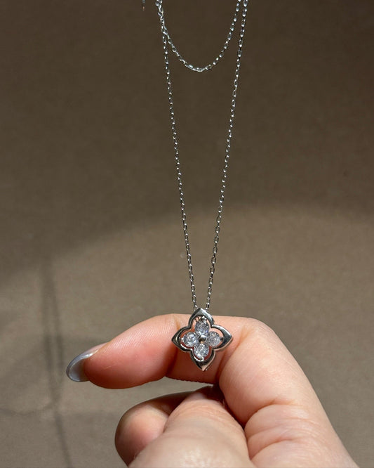 晶透小花项链 (Crystal Bloom Necklace)-Silver