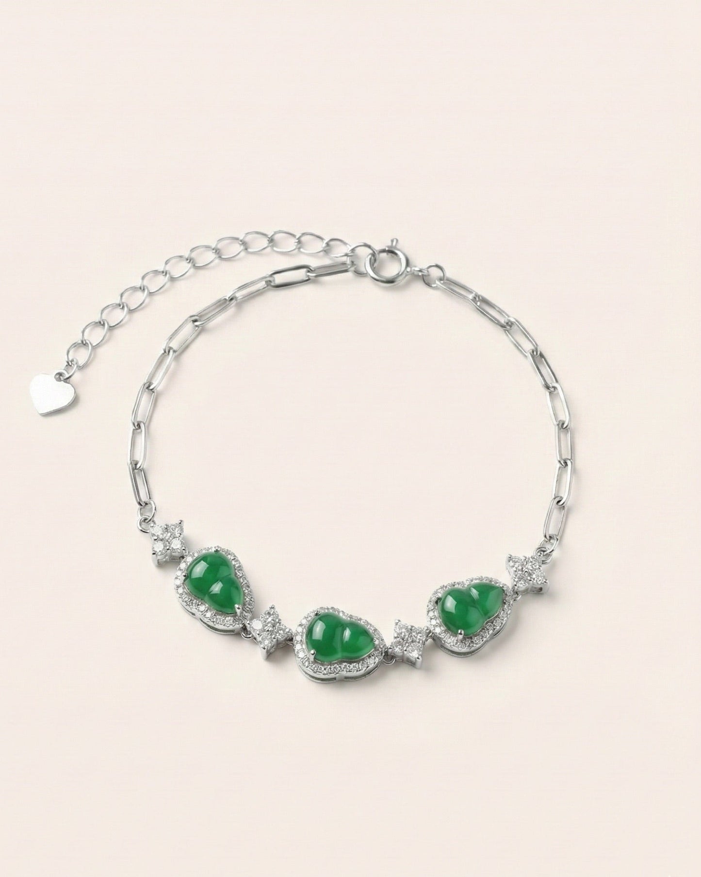 三福阳绿翡翠手链｜Triple Blessing Green Gourd Bracelet