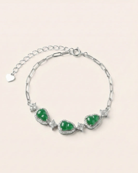 三福阳绿翡翠手链｜Triple Blessing Green Gourd Bracelet
