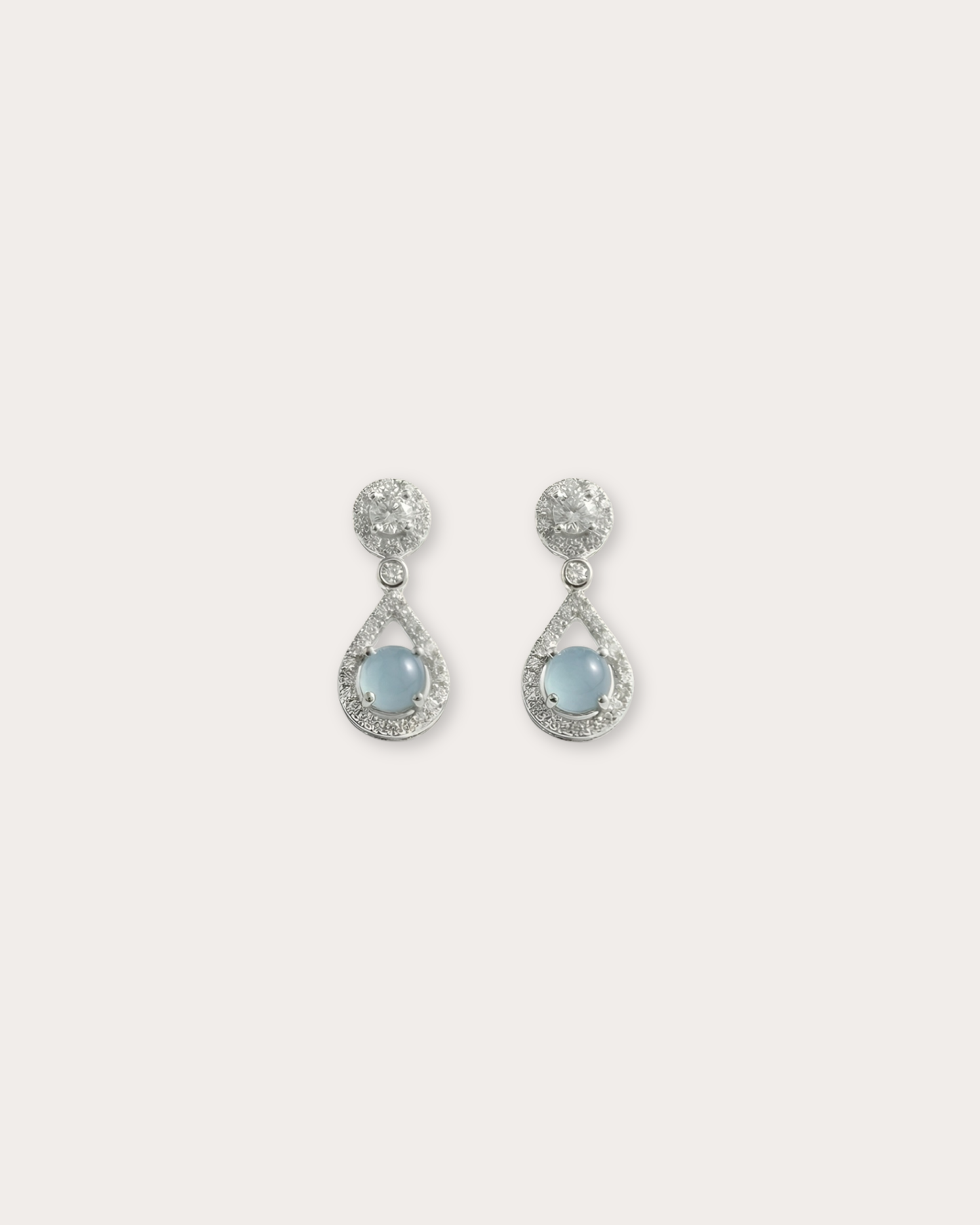 冰蓝水滴翡翠耳钉｜Icy Dewdrop Jade Teardrop Earring