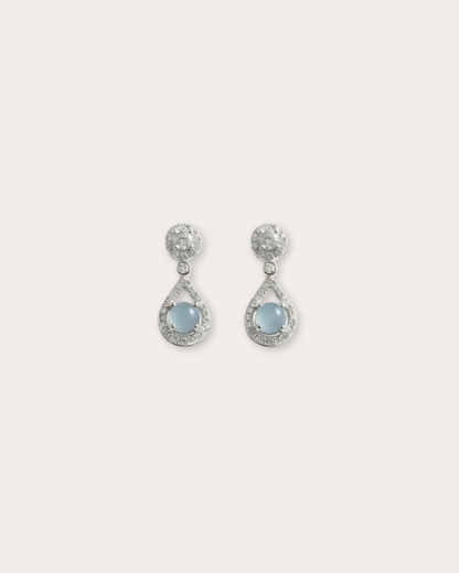 冰蓝水滴翡翠耳钉｜Icy Dewdrop Jade Teardrop Earring
