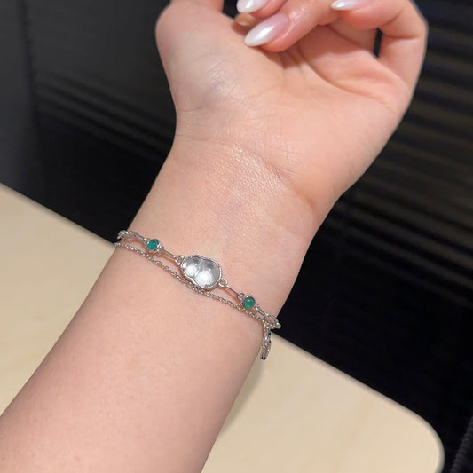水沫玉葫芦双链手链 (Double-Chain Aquagel Gourd Bracelet)