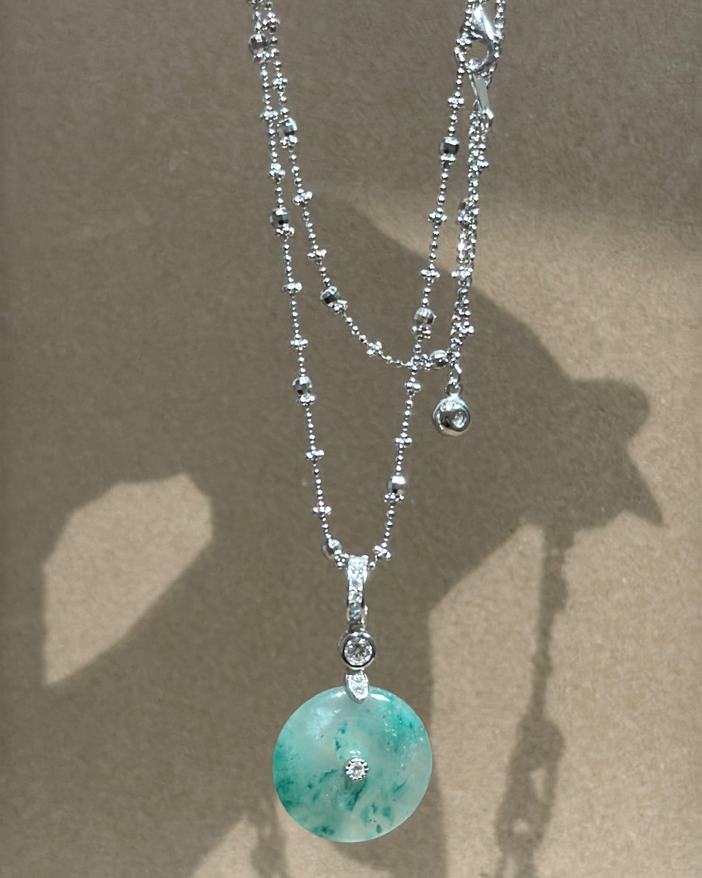 飘花平安扣【含项链】（Green Peace Circle Necklace）