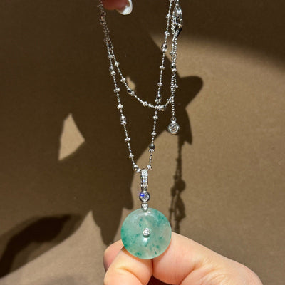 飘花平安扣【含项链】（Green Peace Circle Necklace）