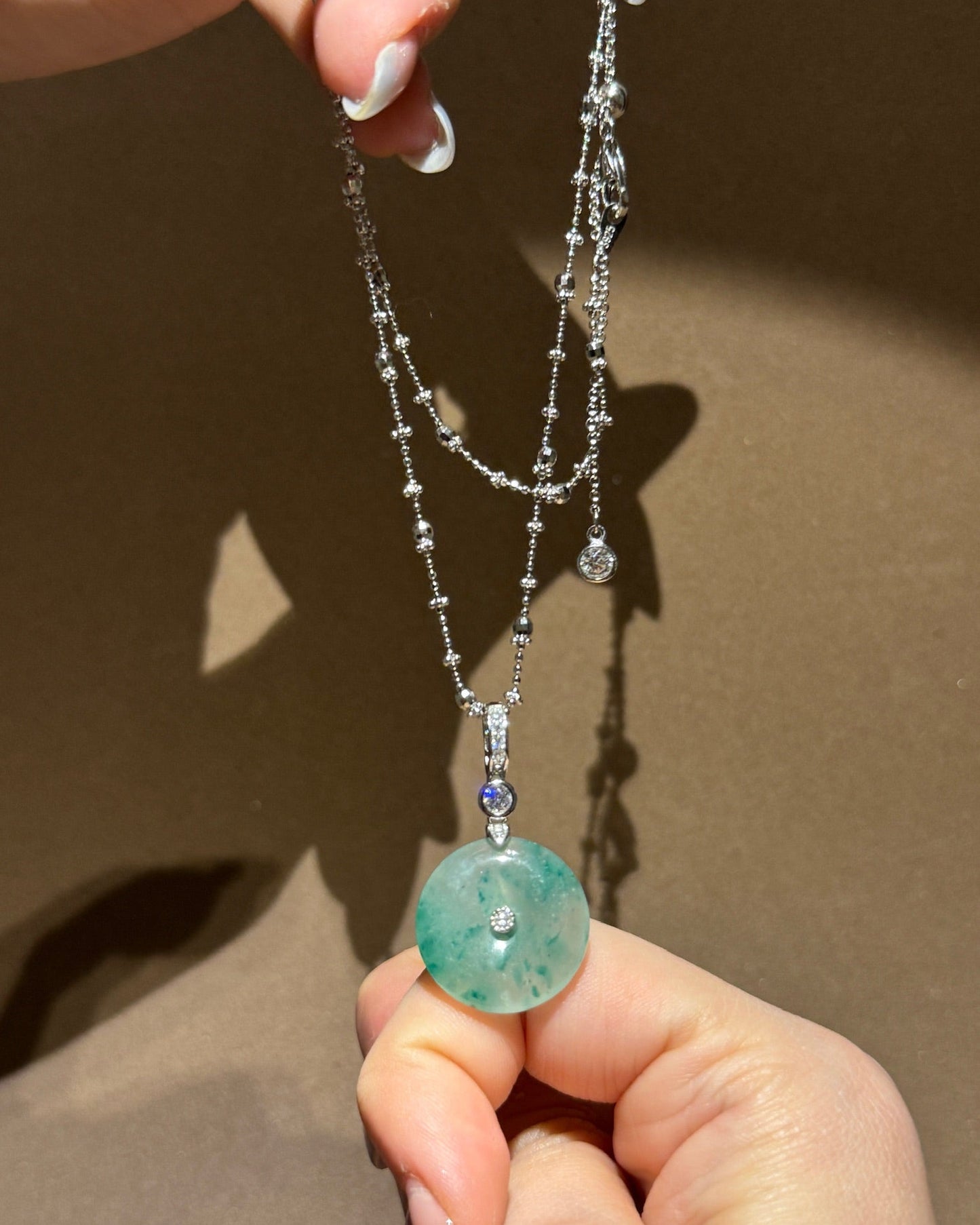 飘花平安扣【含项链】（Green Peace Circle Necklace）