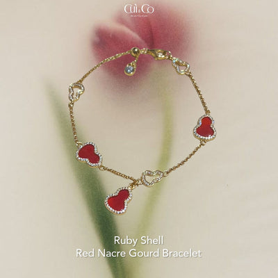 红贝母葫芦手链 (Crimson Agate Gourd Bracelet）