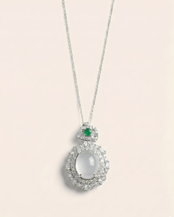 刚白大蛋面项链 (Aqua White Harmony Cabochon Necklace)