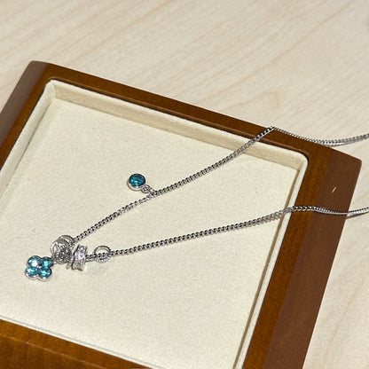 电光蓝四叶草项链 (Paraiba Gemstone Necklace)