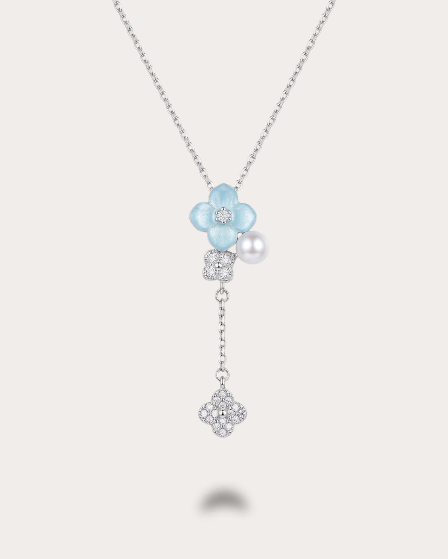 Blossom Drop Necklace - Celeste Blue Mother of Pearl