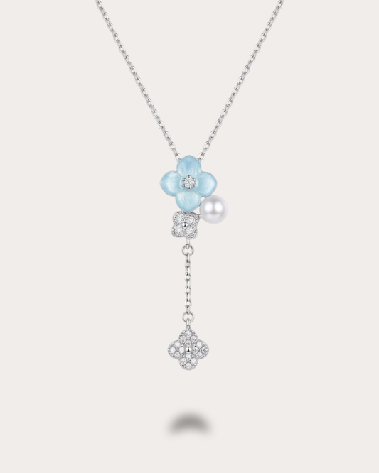 Blossom Drop Necklace - Celeste Blue Mother of Pearl