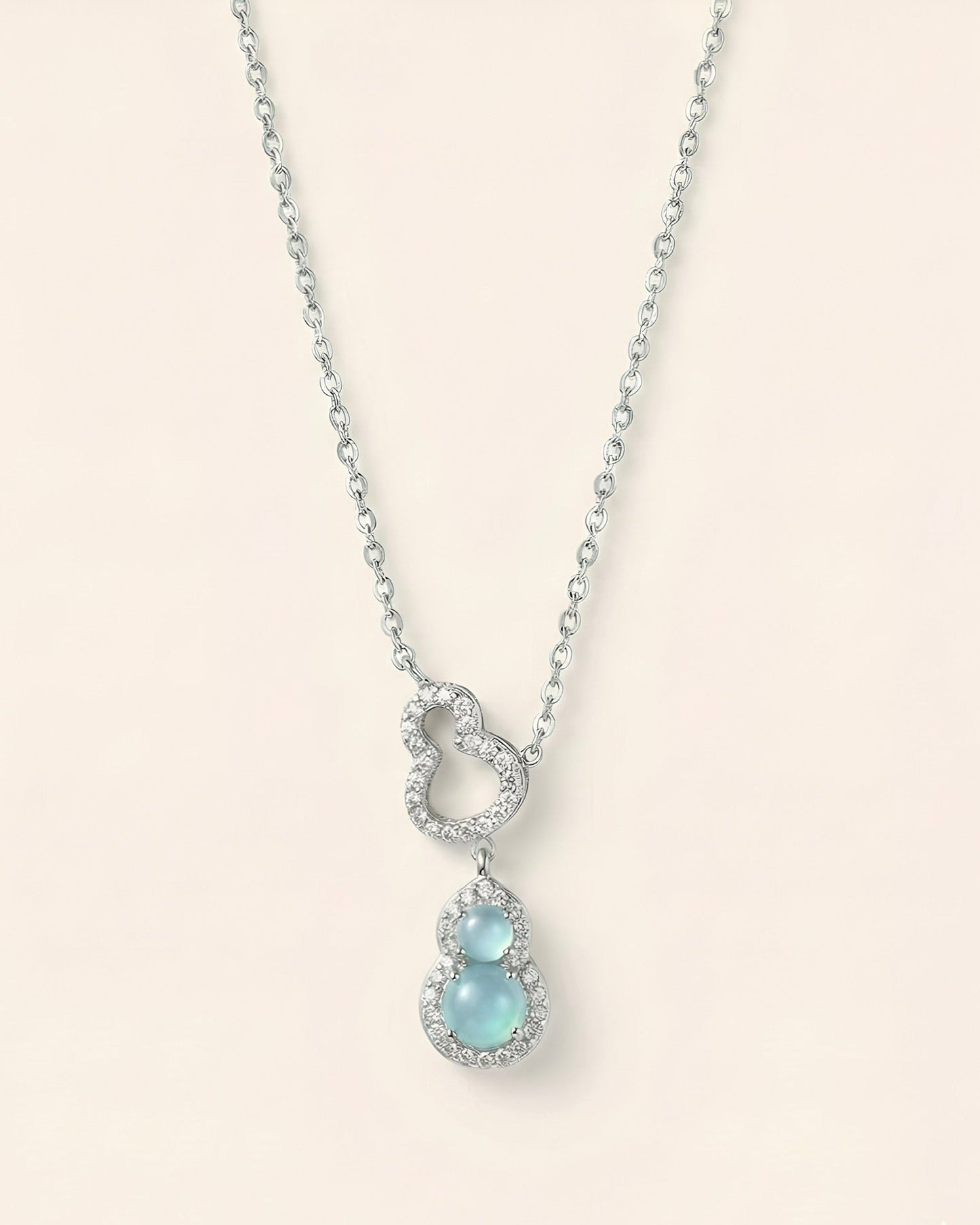 冰蓝双蛋面翡翠 | Icy Blue Jade Cabochon Necklace