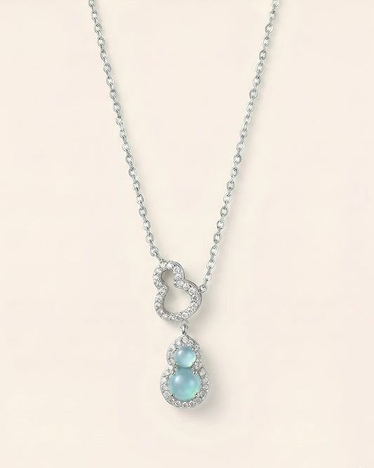 冰蓝双蛋面翡翠 | Icy Blue Jade Cabochon Necklace