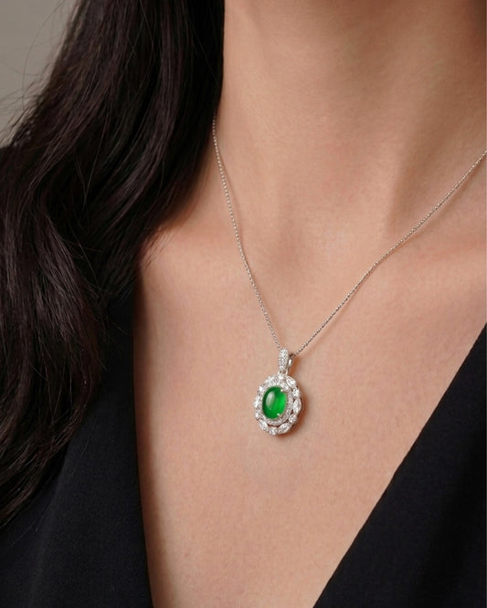 浓绿华庭翡翠项链｜Rich Green Palais Jade Necklace