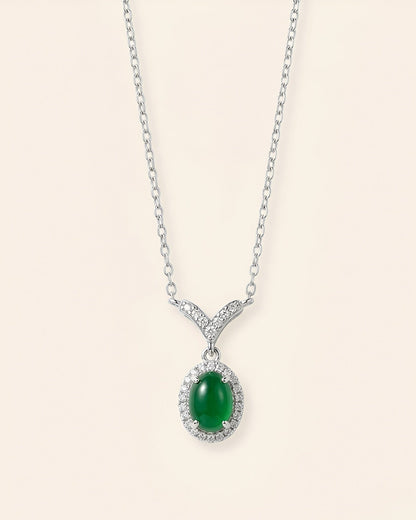 阳绿蛋面翡翠项链 | Vivid Green Jade Cabochon Necklace