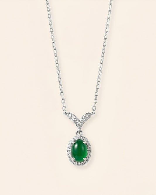 阳绿蛋面翡翠项链 | Vivid Green Jade Cabochon Necklace