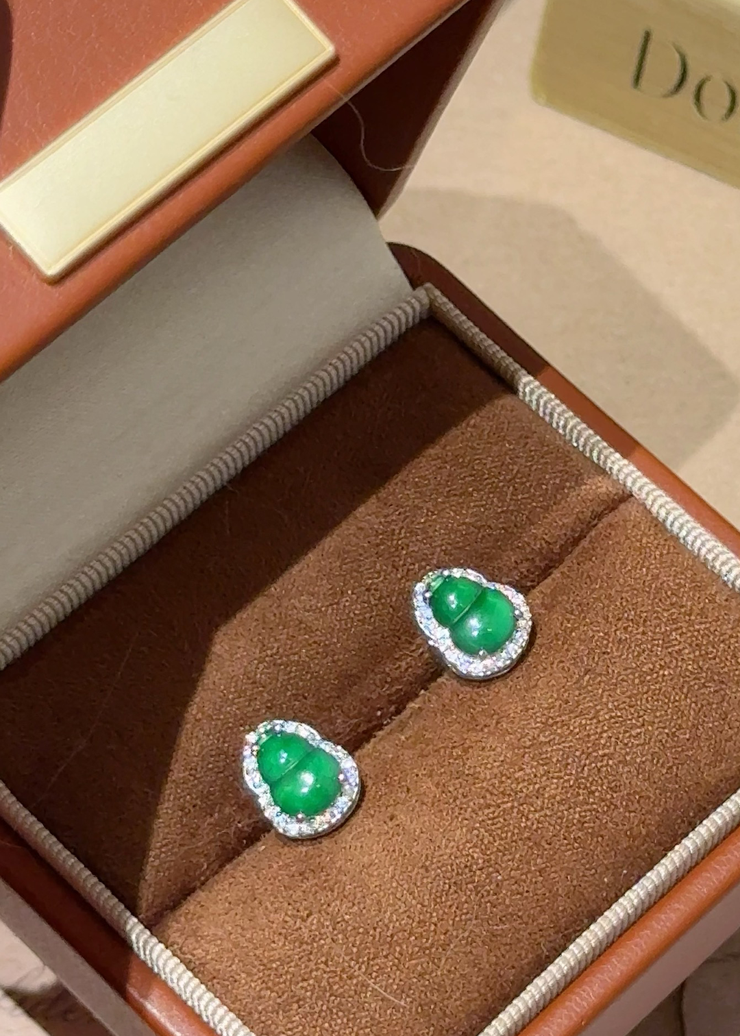 冰阳绿葫芦翡翠耳钉｜Sunny Jade Gourd Earrings