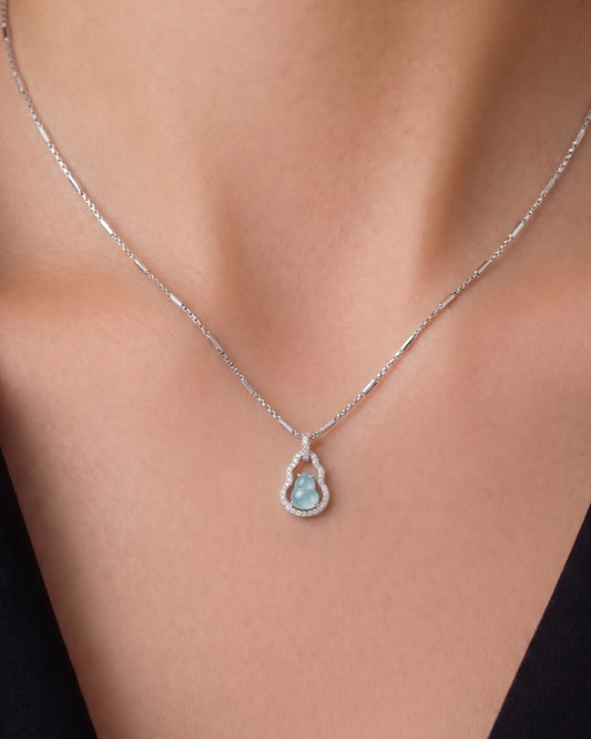 灵韵冰蓝葫芦翡翠项链｜Aura Blue Jade Gourd Necklace