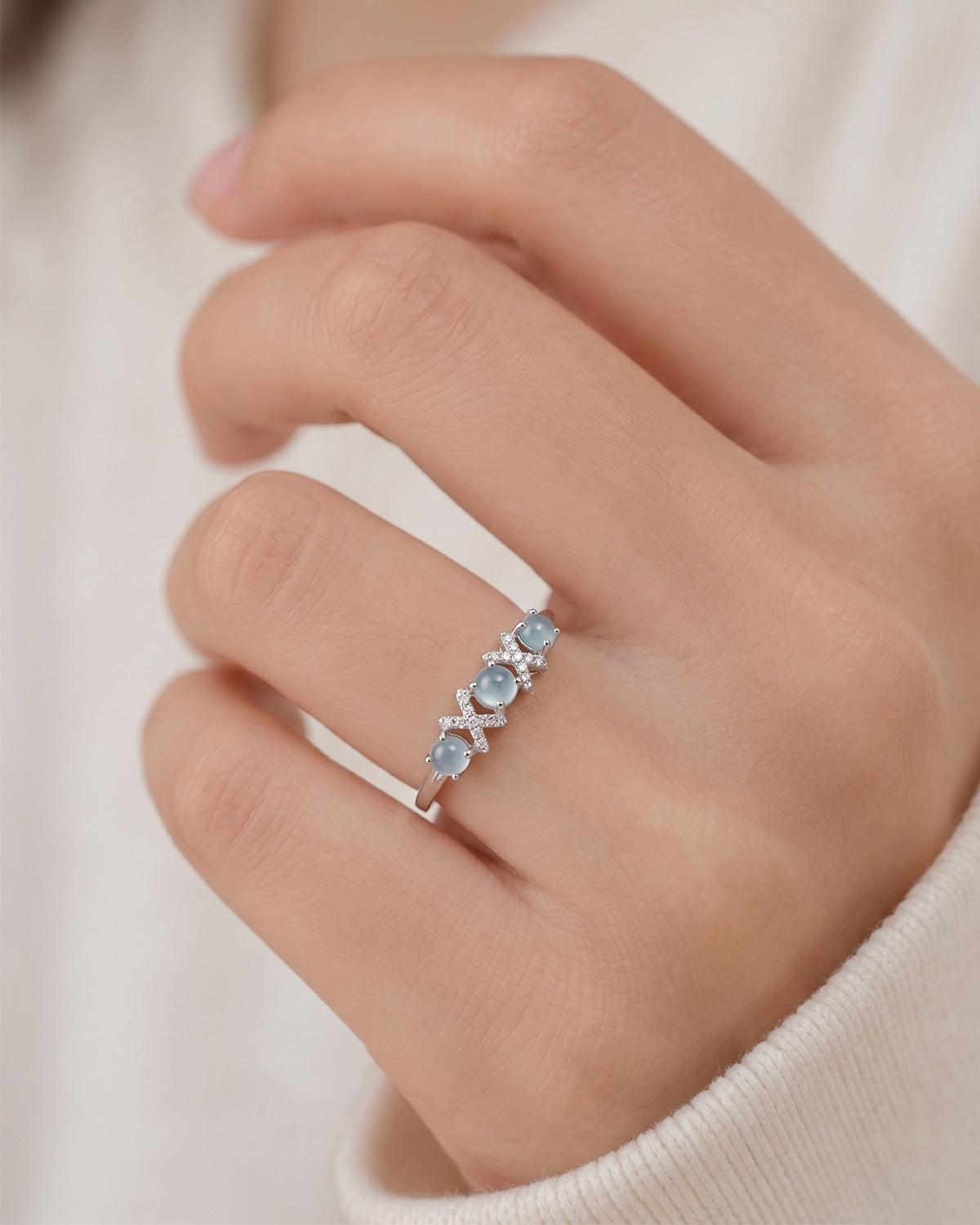 湖韵无界翡翠戒指｜Azure Infinity Jade Ring