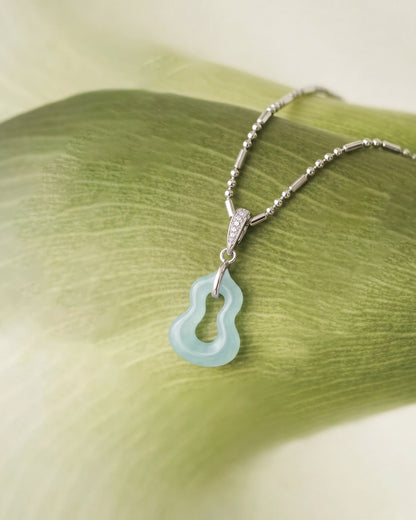 澄月福葫｜Azure Lune Gourd Jade Necklace