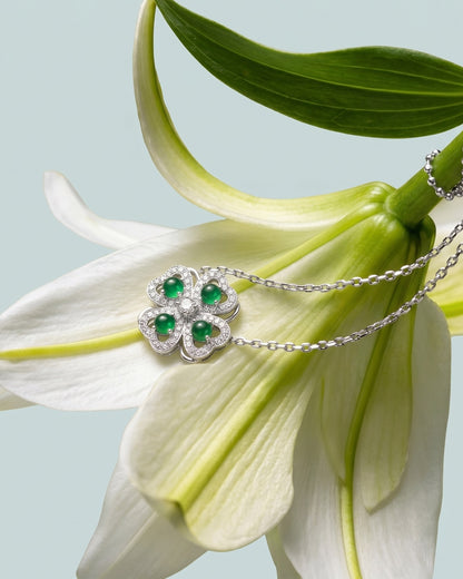 翡语幸运｜Verdant Fleur Clover Jade Necklace