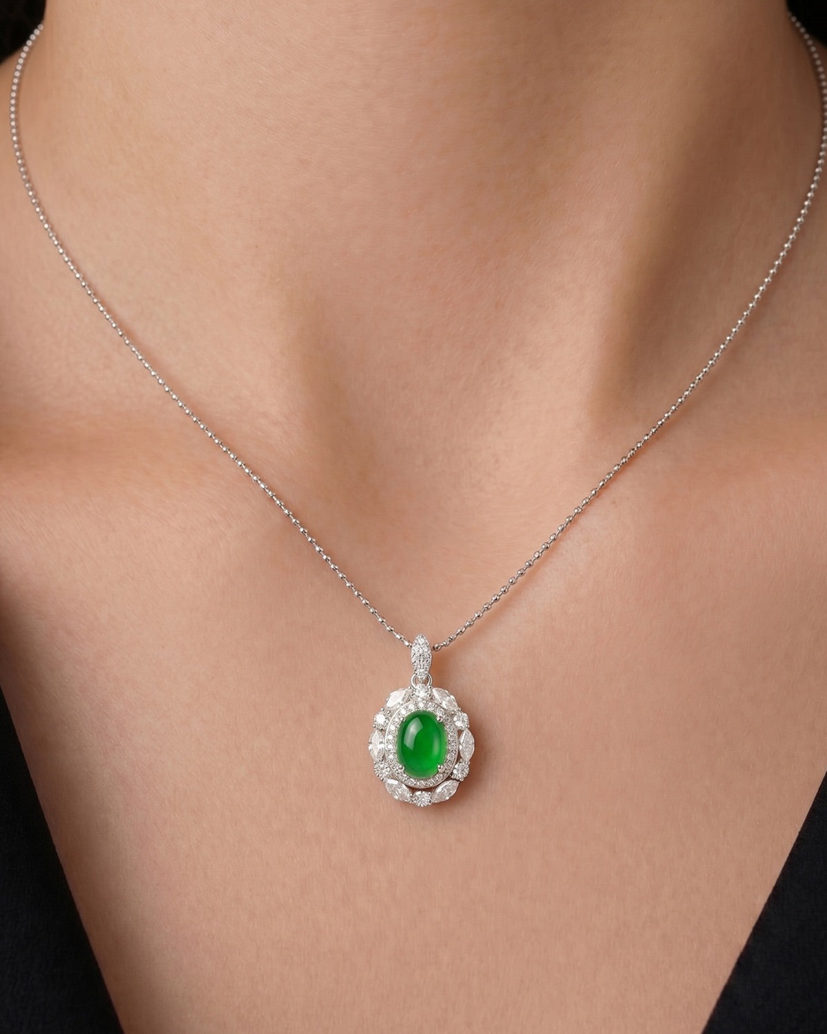 浓绿华庭翡翠项链｜Rich Green Palais Jade Necklace