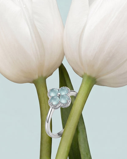 四叶.冰蓝翡翠｜Quatrefoil Wish Jade Ring