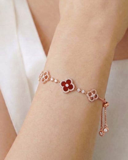 红玉髓四叶草手链｜Crimson Agate-Clover Bracelet