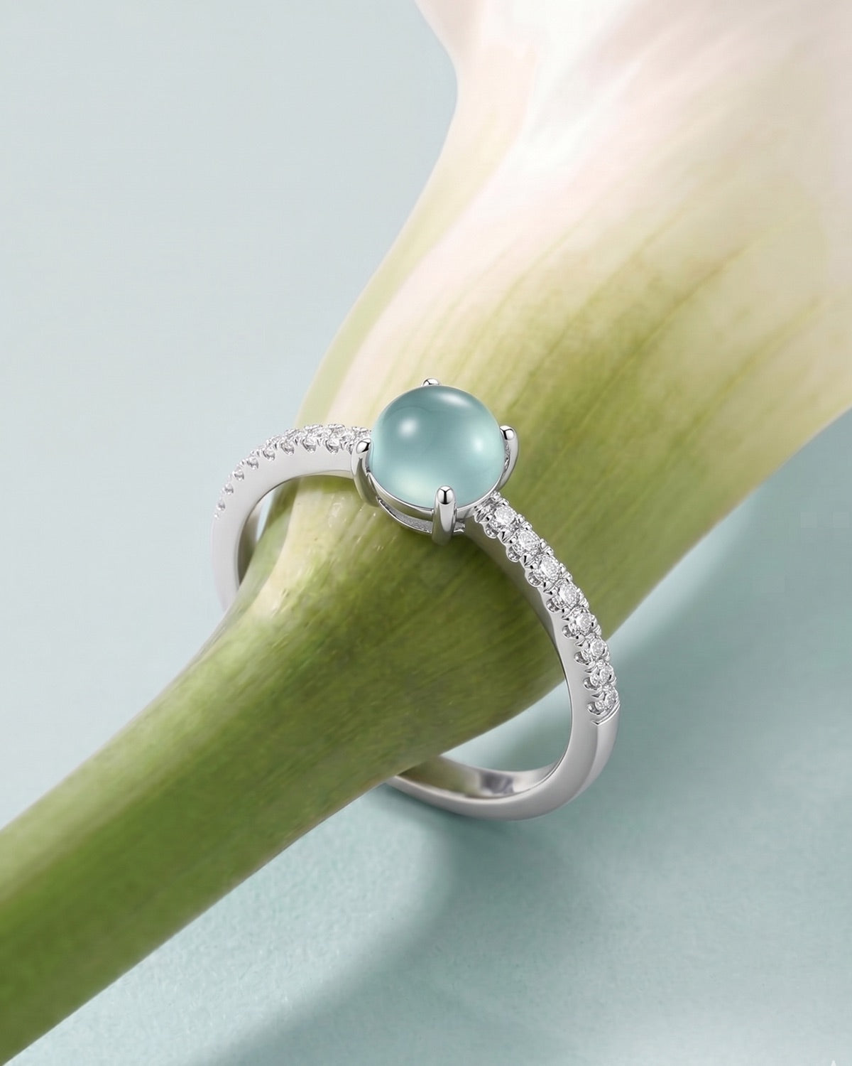 湖韵星辉翡翠戒指|Azure Celeste Jade Ring