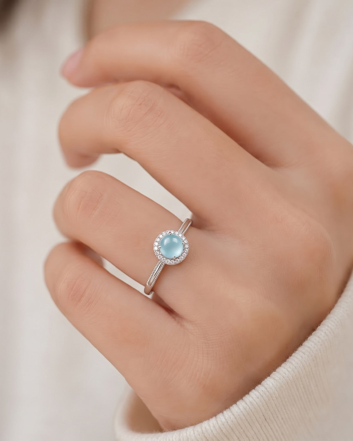 湖韵凝光翡翠戒指｜Azure Essence Jade Ring