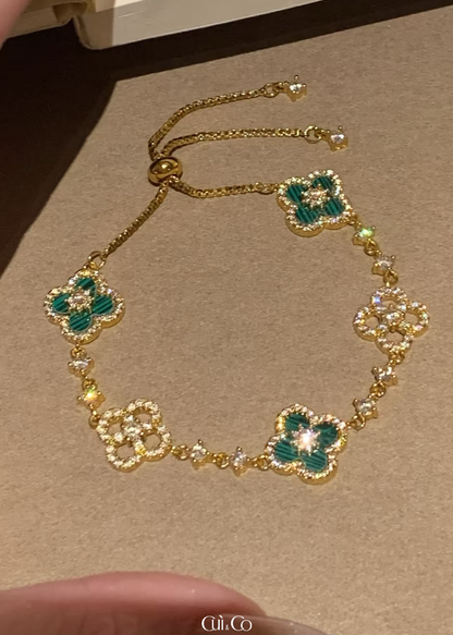 孔雀石四叶草手链｜Malachite-Clover Bracelet
