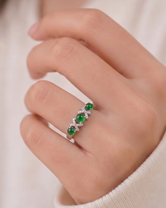 绿意缎结翡翠戒指｜Green Ribbon Jade Ring