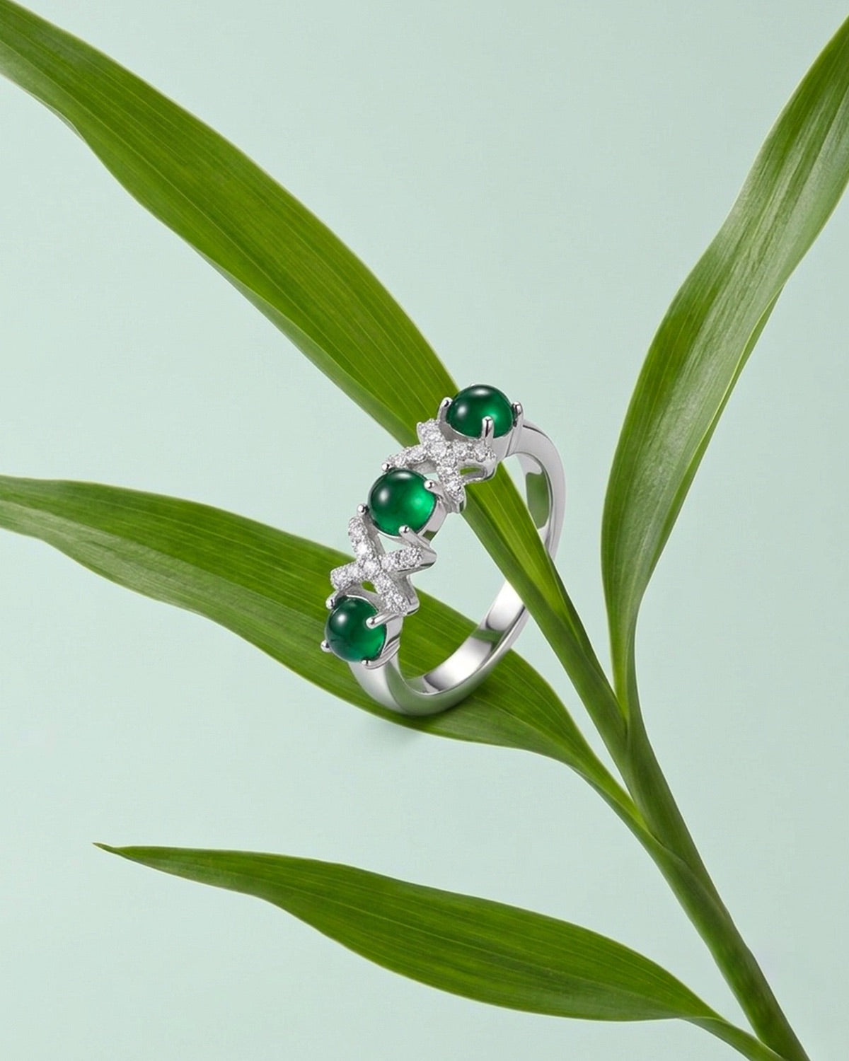 绿意缎结翡翠戒指｜Green Ribbon Jade Ring