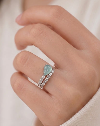 冰蓝如意双轨翡翠戒指｜Icy Blue Ruyi Duet Jade Ring