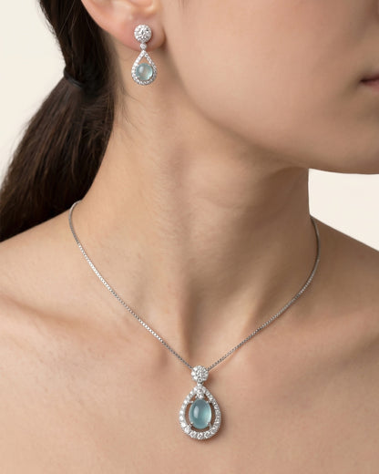 晴空蓝蓝水滴翡翠｜Icy Sky Blue Dewdrop Jade Necklace