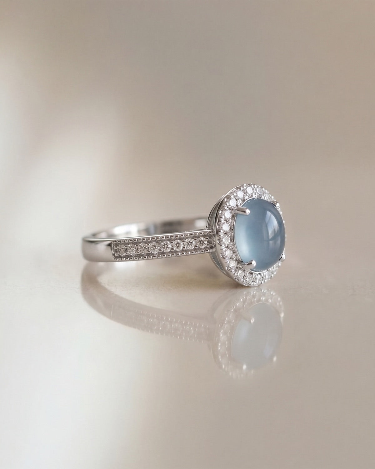 湖韵凝光翡翠戒指｜Azure Essence Jade Ring