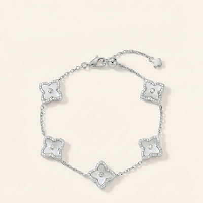 白贝母四叶草手链 (Ivory Pearl Clover of Luck Bracelet)