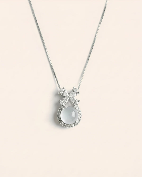 蝴蝶扣蛋面｜ Aqua Butterfly Serenity Necklace