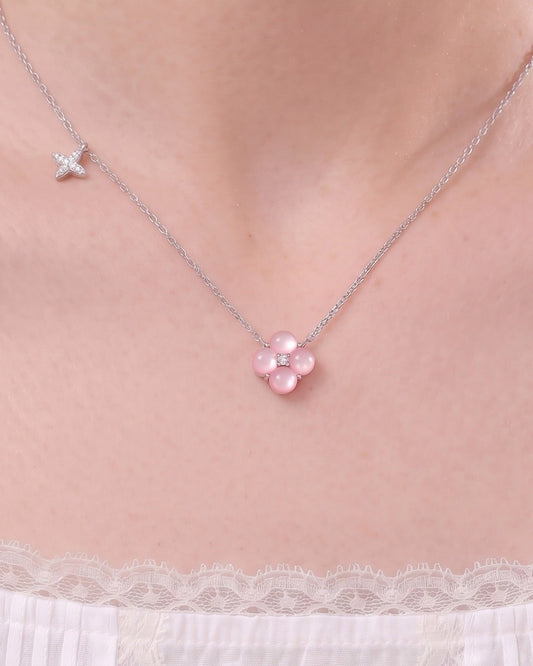 Bloom Rosette Necklace – Blush Pink