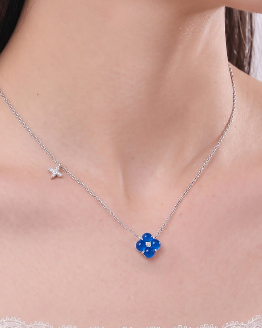 Bloom Rosette Necklace – Cobalt Blue
