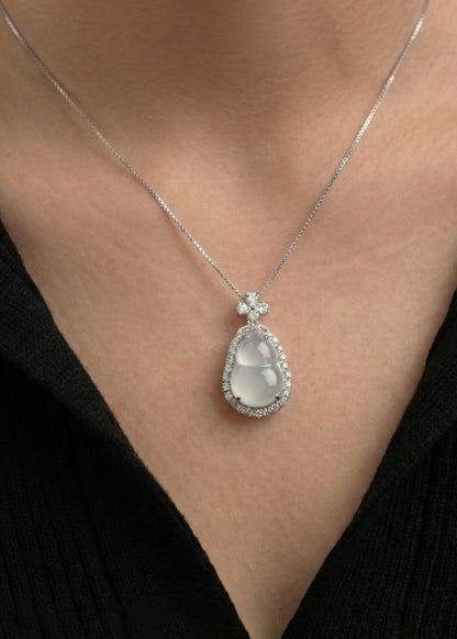 炸光冰大葫芦｜Aqua White Gourd Necklace