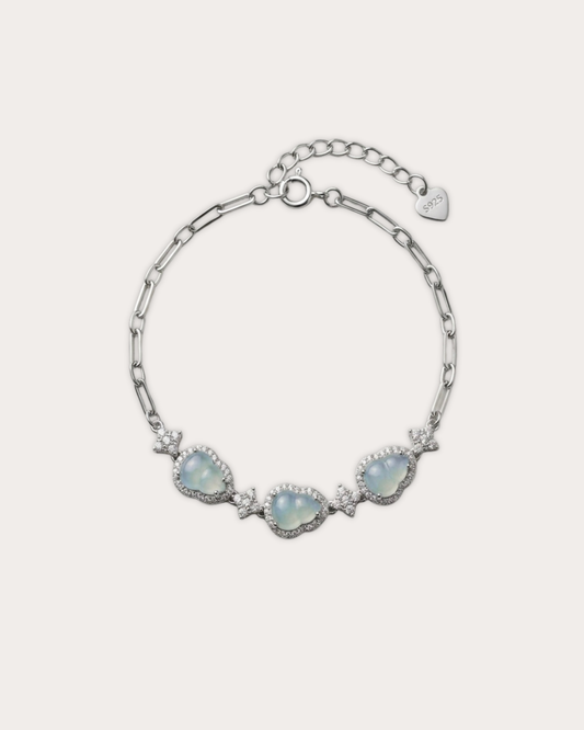 冰蓝水葫芦翡翠手链｜Icy Blue Gourd Jade Bracelet