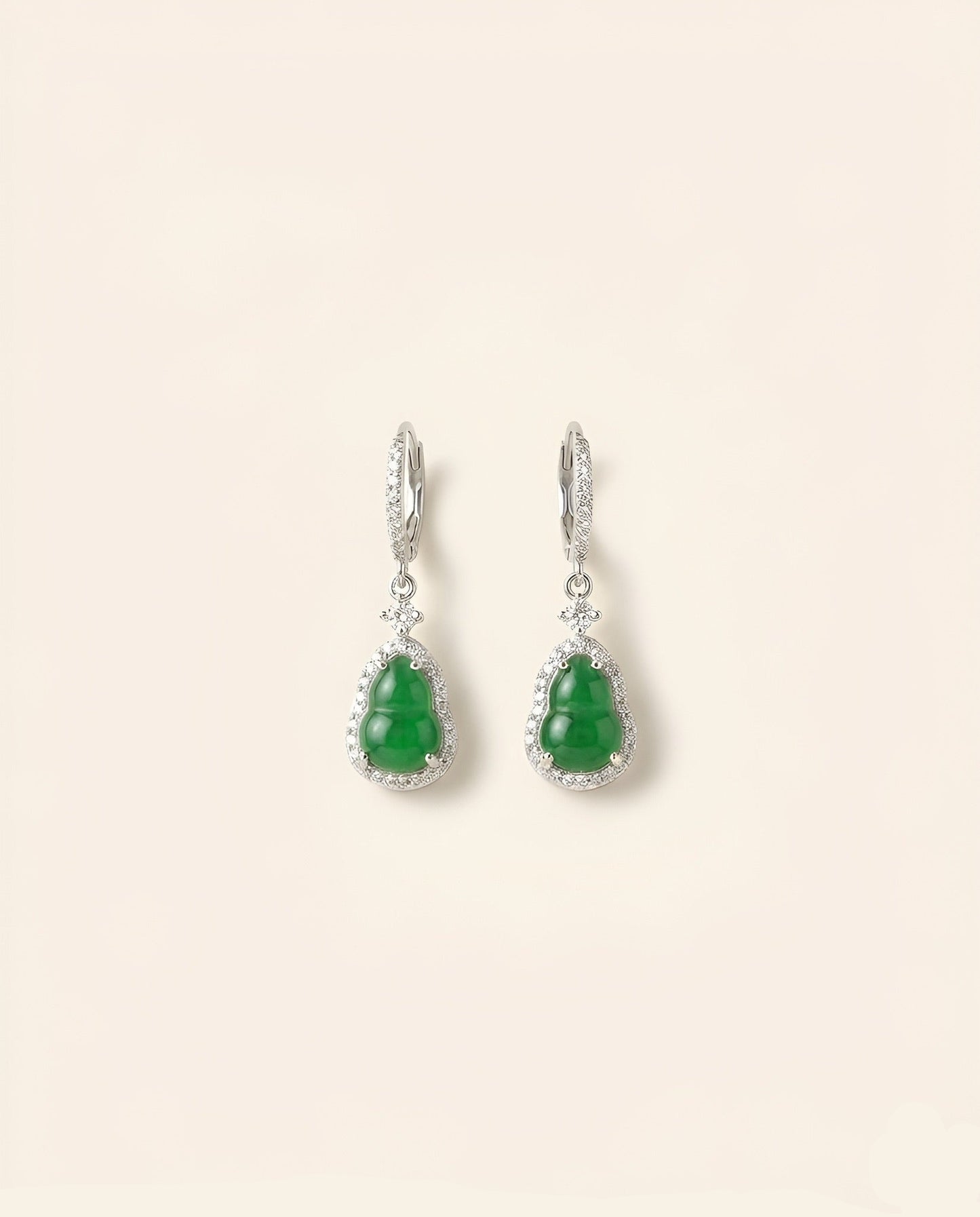 阳绿葫芦翡翠耳钉｜Emerald Fortune Gourd Earrings