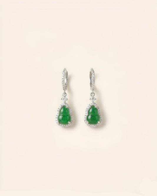 阳绿葫芦翡翠耳钉｜Emerald Fortune Gourd Earrings