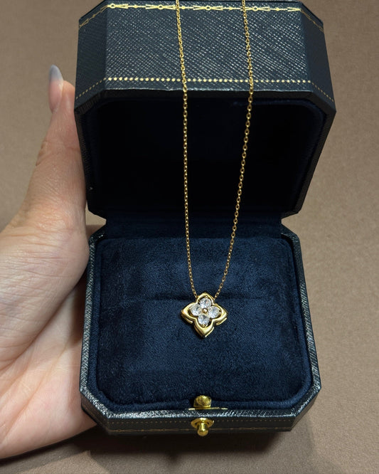 晶透小花项链 (Crystal Bloom Necklace)-Gold