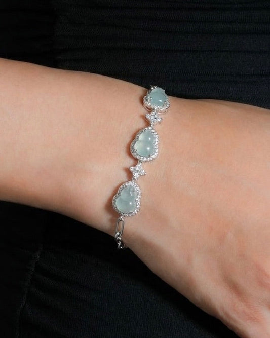 冰蓝水葫芦翡翠手链｜Icy Blue Gourd Jade Bracelet