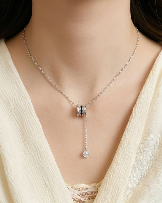 Celeste Drop Pendant Necklace- Silver