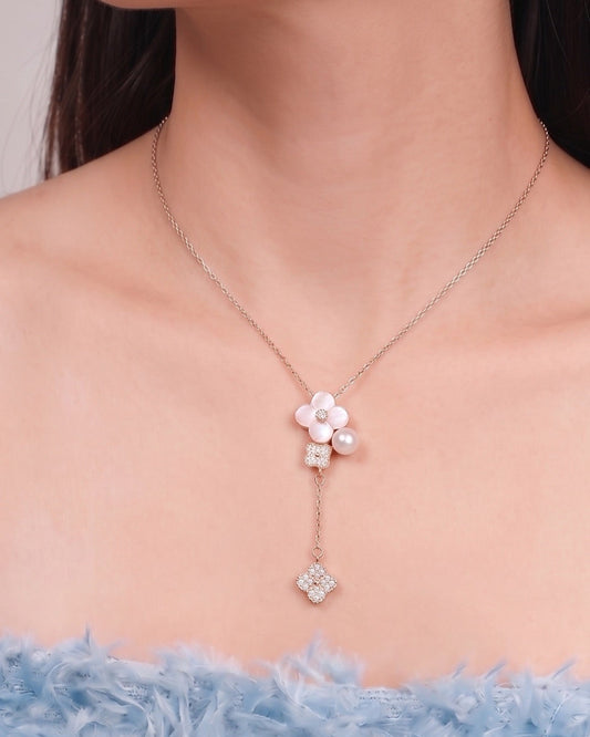 Blossom Drop Necklace - Blush Pink Mother of Pearl