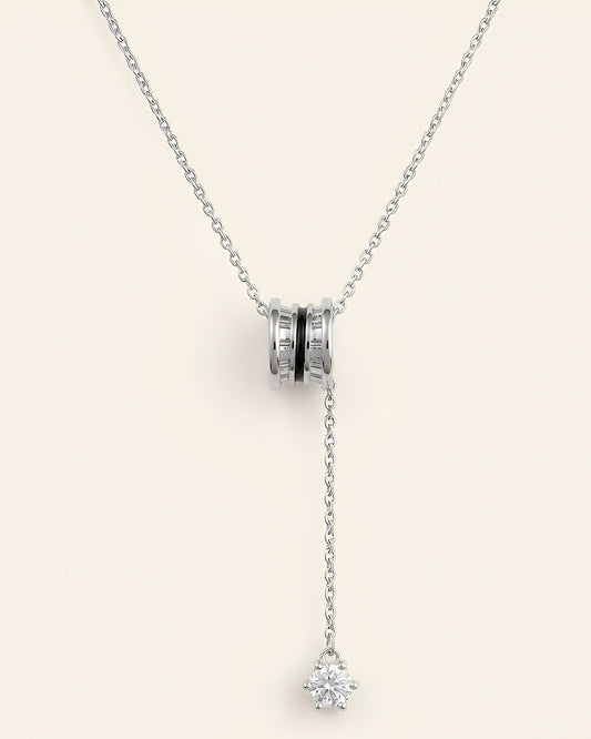 Celeste Drop Pendant Necklace- Silver