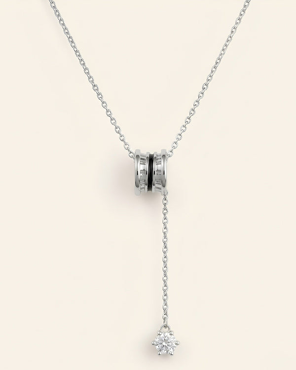 Celeste Drop Pendant Necklace- Silver