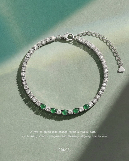 绿翡翠网球手链｜Emerald Path Jadeite Tennis Bracelet